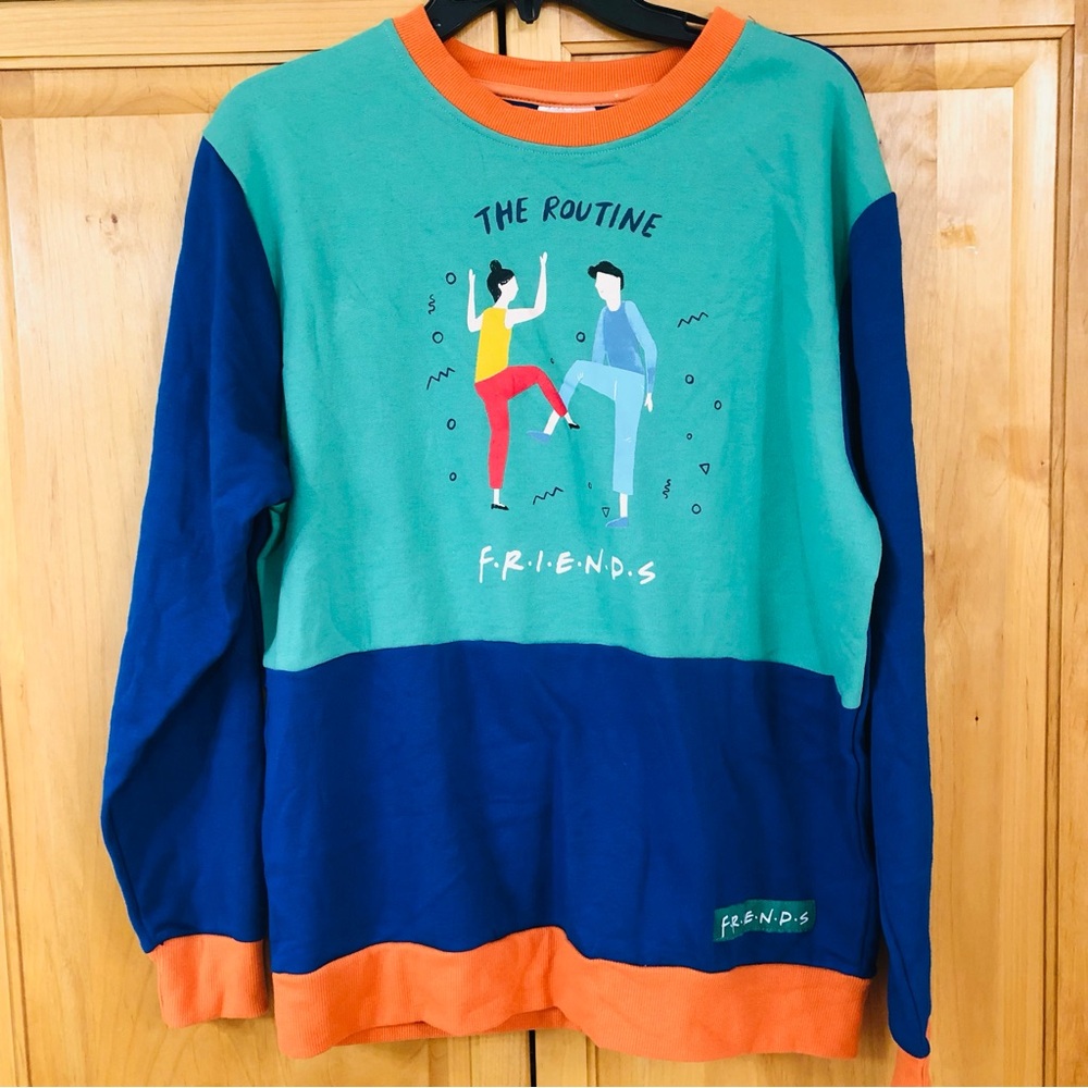 NWT Friends 'The Routine' Colorblock Crewneck Sweatshirt
